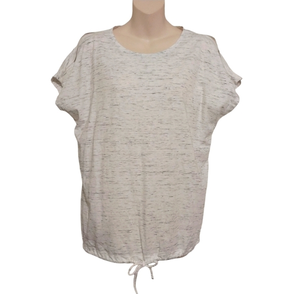 🎟️BOGO FREE🎟️ Just be Drawstring Hem Cold Shoulder Short Sleeve Top Sz S - Picture 1 of 5